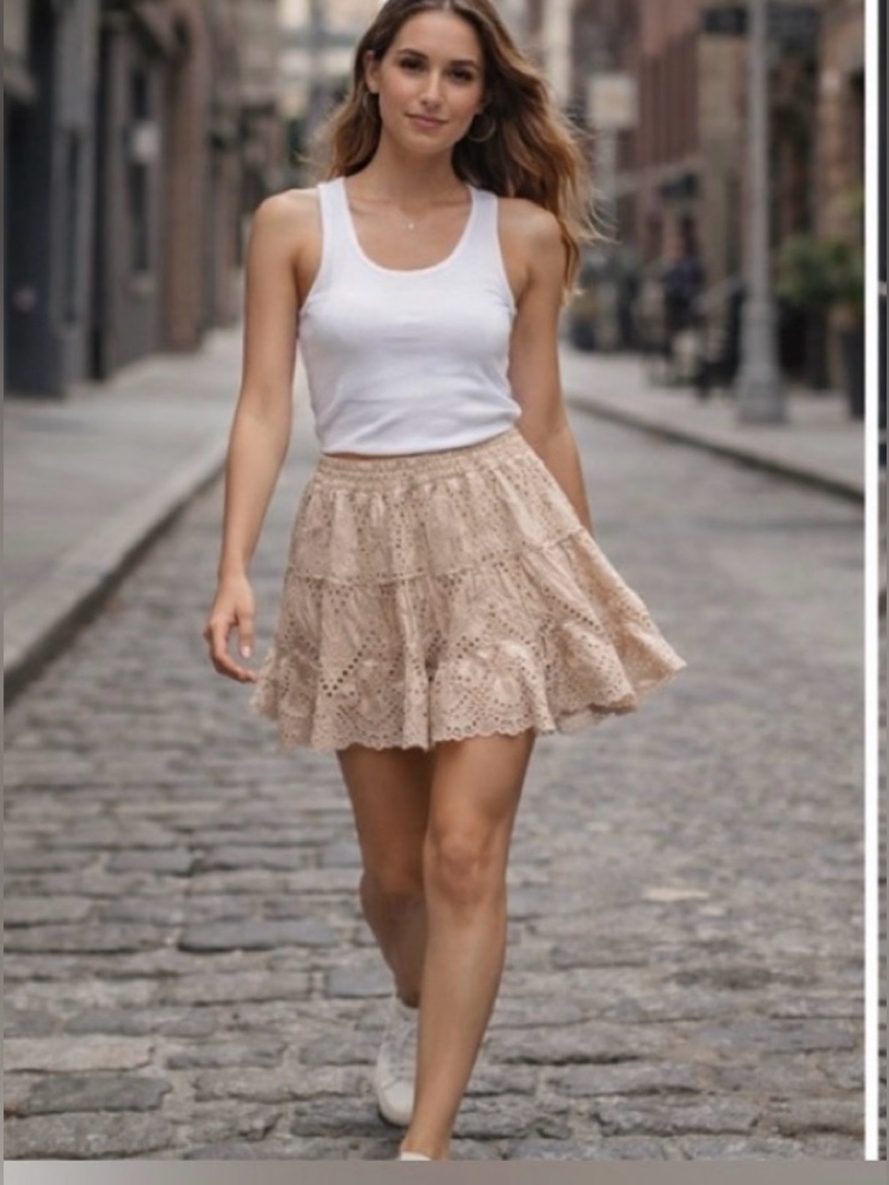 Free People Eyelet Lace skirt Skort Boho Ruffle Festival Style Anthro Small
